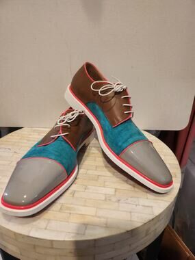 Christian Louboutin Suede Colorblock Pattern Derby Shoes size 45